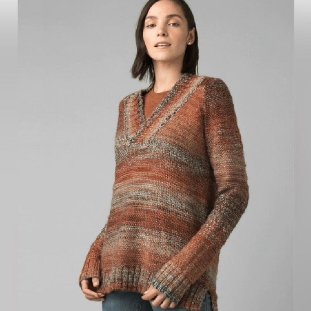 Prana Sweater Size S Women’s Amber V Neck Wool Blend Oversized